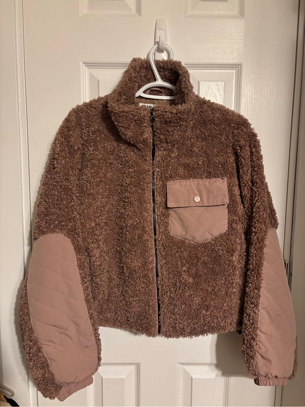 Garage Pink / Rose Teddy Jacket with Quilted Elbow Patches